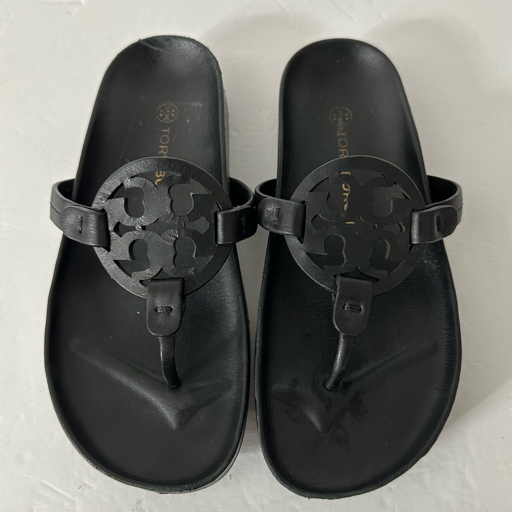 Tory Burch Miller Cloud Leather Sandals Black 7